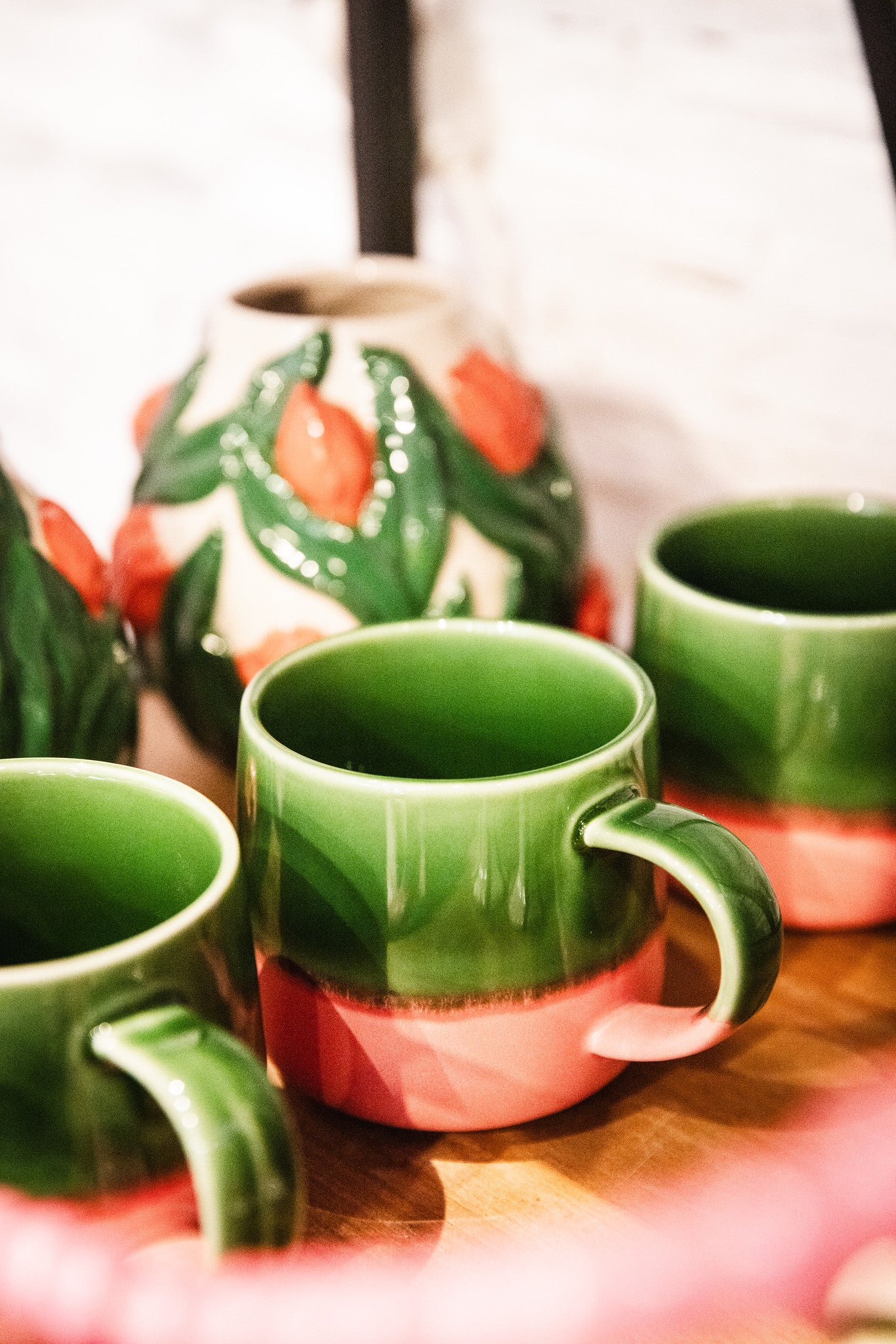 Tasse - Grün - Rosa