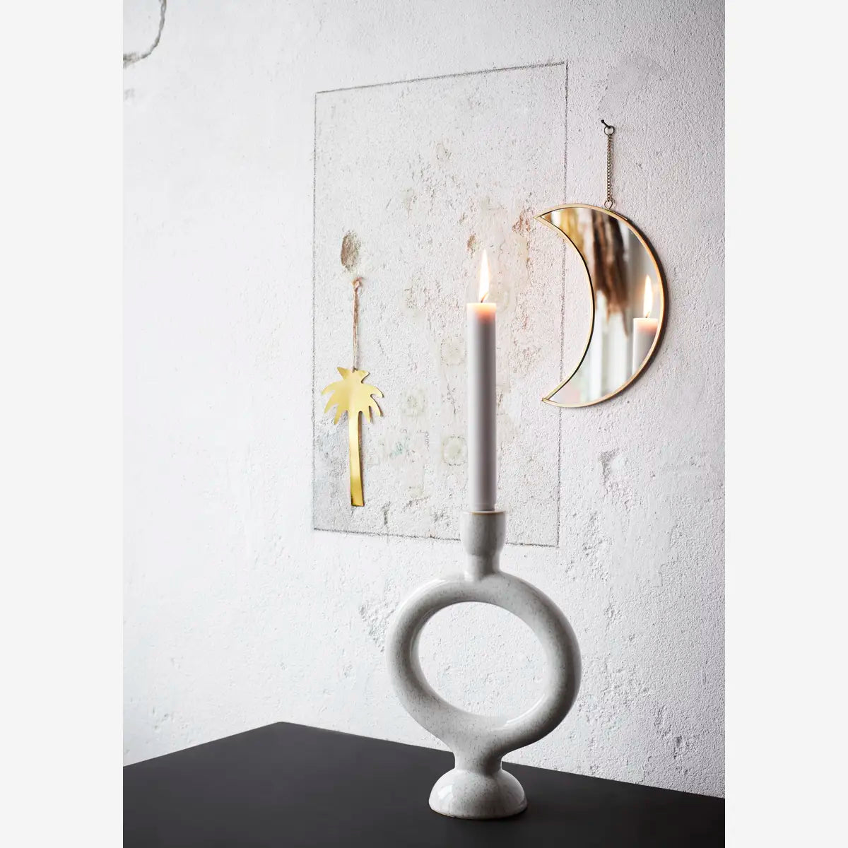 Kerzenhalter in Ringform aus Keramik - Off White