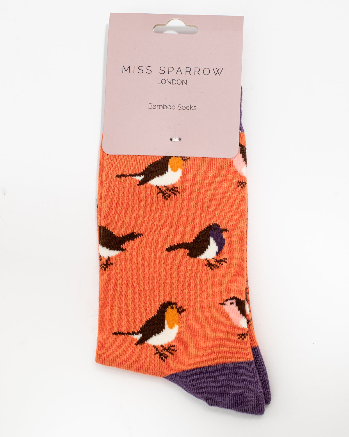 Miss Sparrow - Bambus Socken mit Motiv - Multicolour Robins