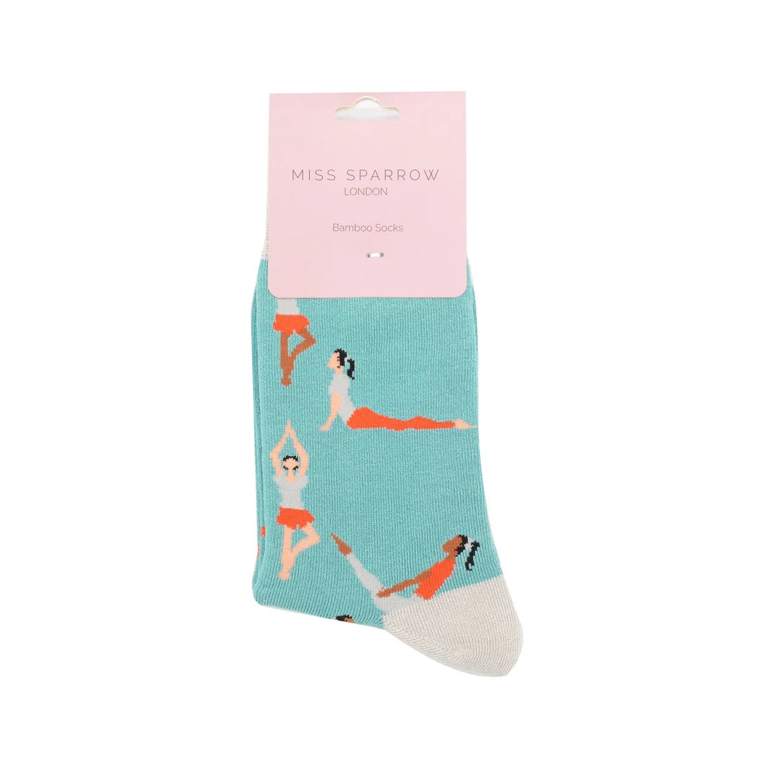 Miss Sparrow - Bambus Socken mit Motiv - Yoga Poses