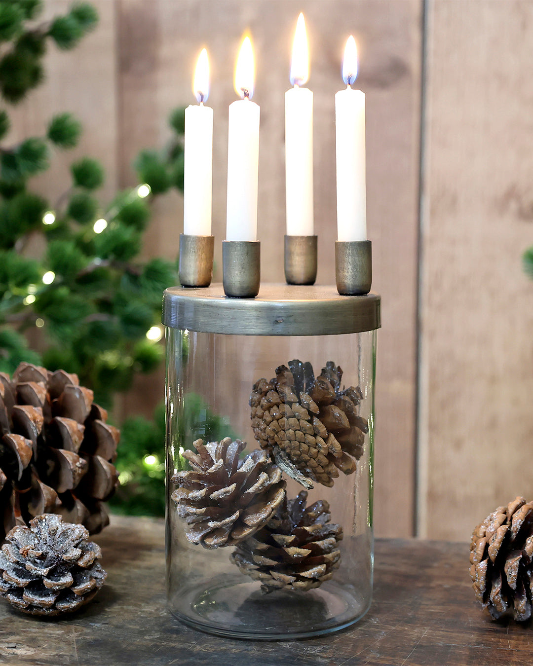 Kerzenhalter für 4 Kerzen mit Glasbehälter – Grapes Concept Store