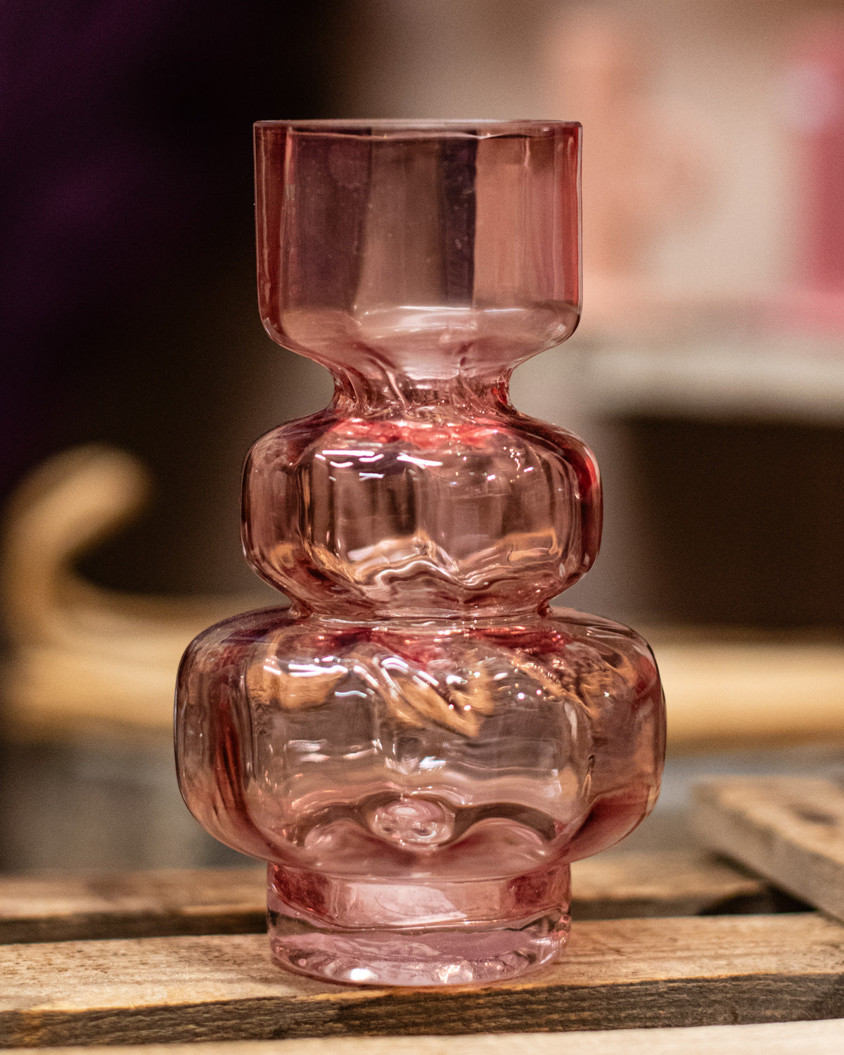 Kleine rosa Glasvase - hell