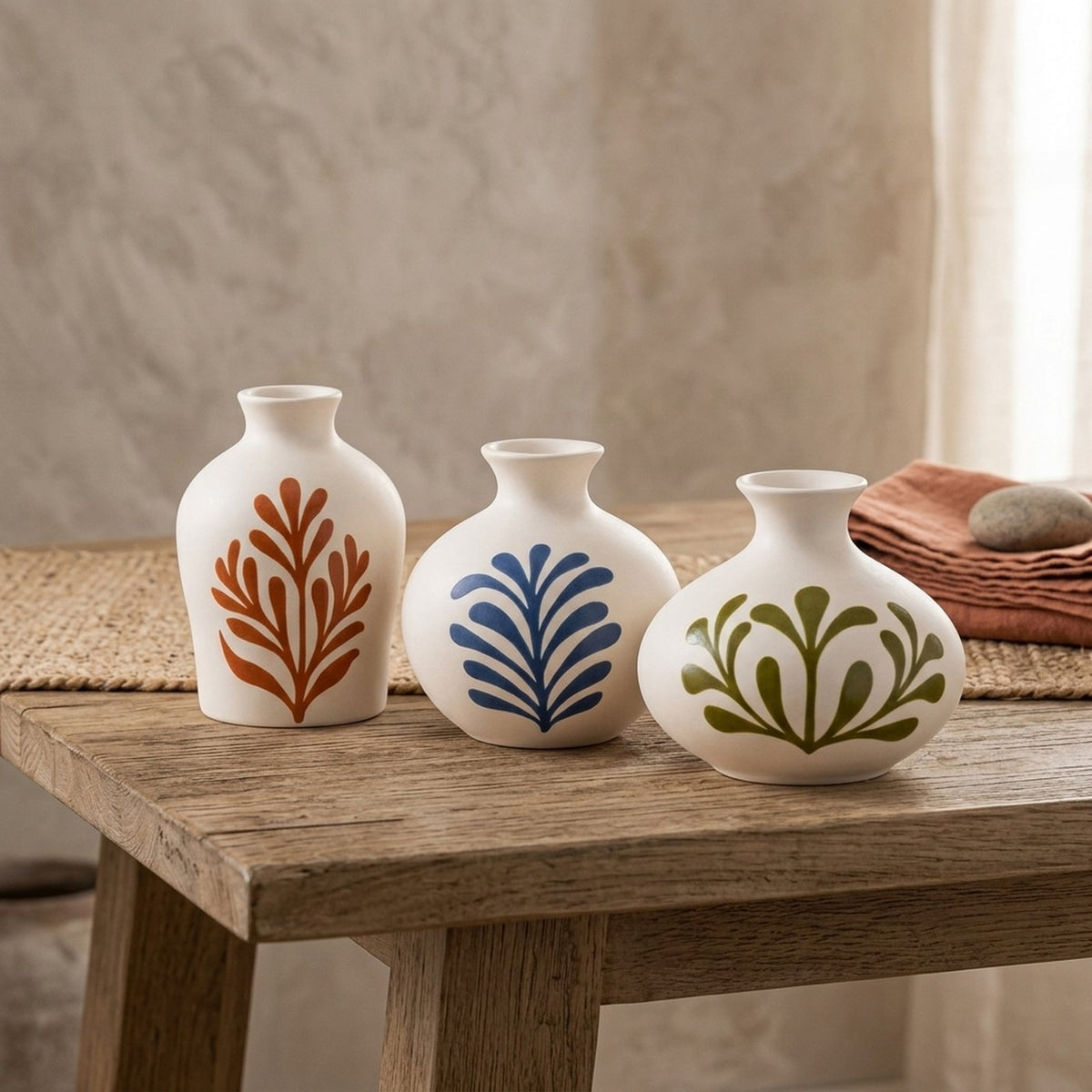 Vase mit Zweig-Motiv - Orange/Braun