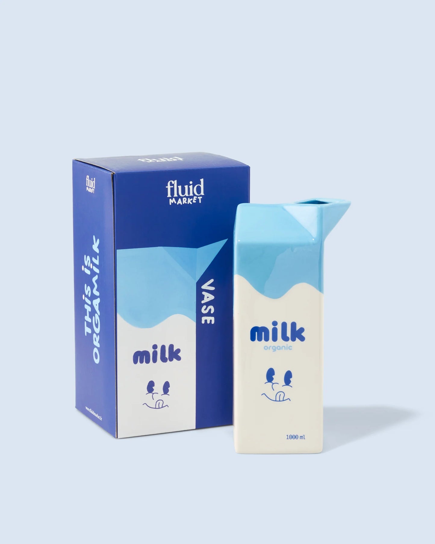 handgemachte Kermaik Vase in Form einer Milch-Verpackung mit Verpackung