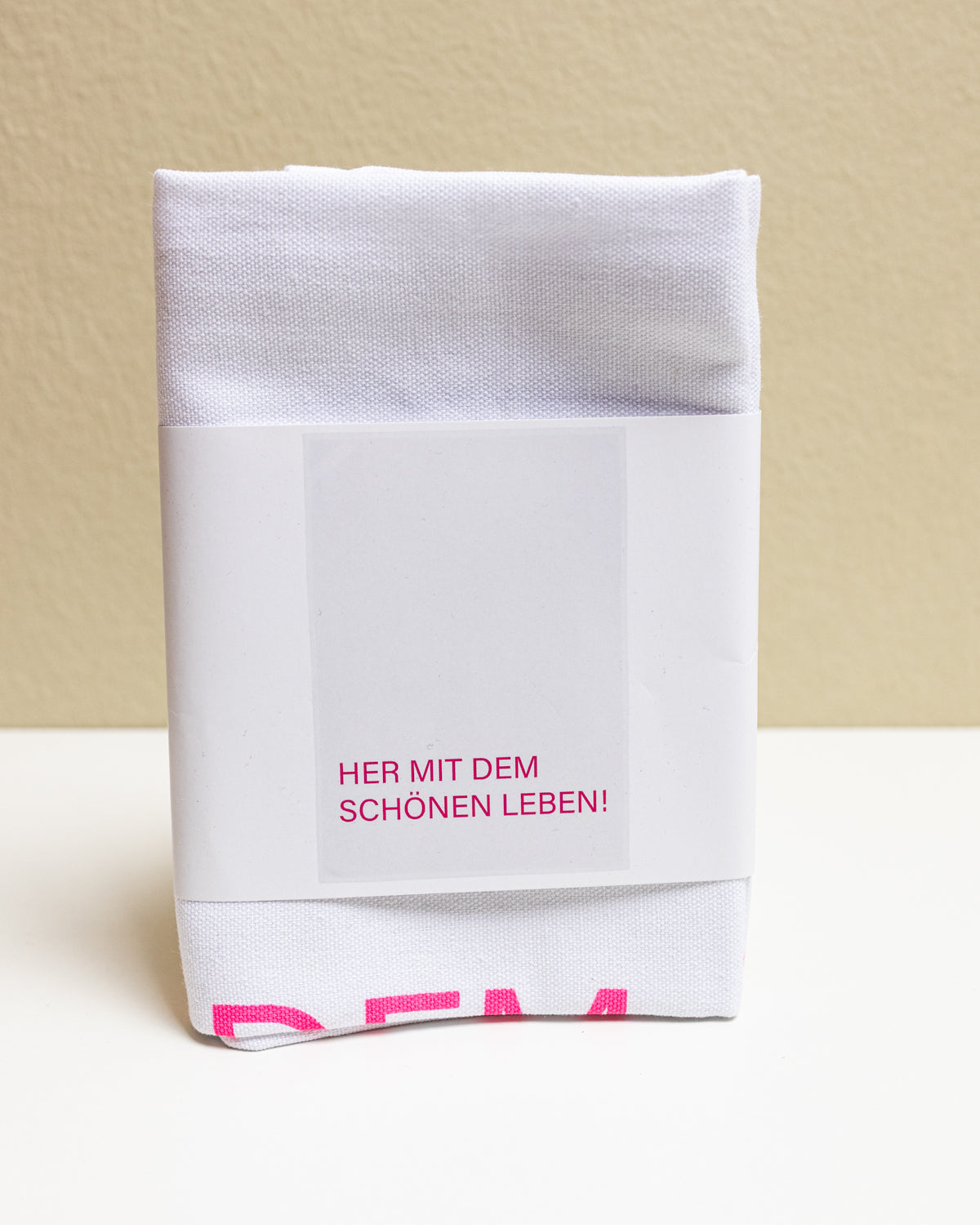 Geschirrtuch weiß - Her mit dem schönen Leben