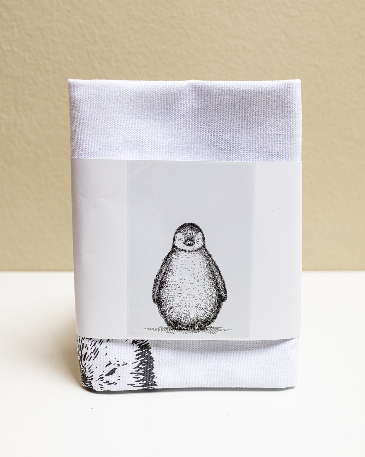 Geschirrtuch weiß - süßer Pinguin - Zeichnung