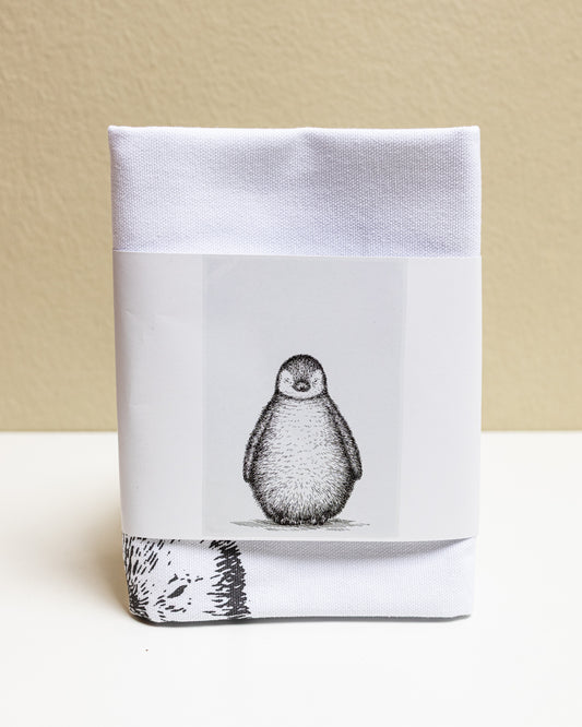 Geschirrtuch weiß - süßer Pinguin - Zeichnung
