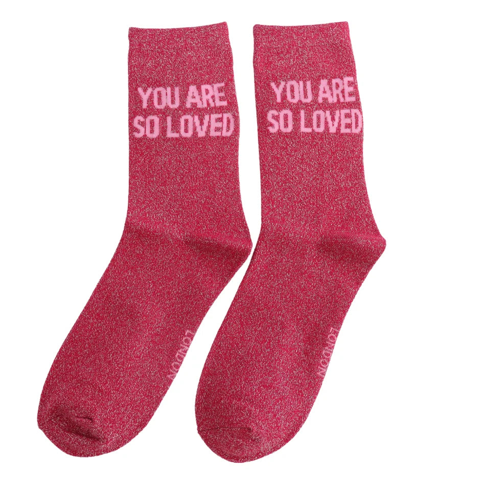 Glitter Statement Socken „You Are So Loved"