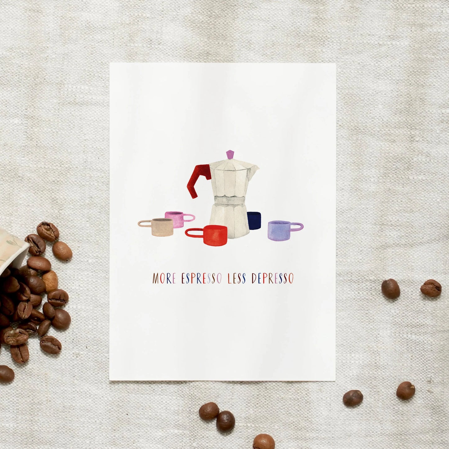 Postkarte - More espresso less depresso