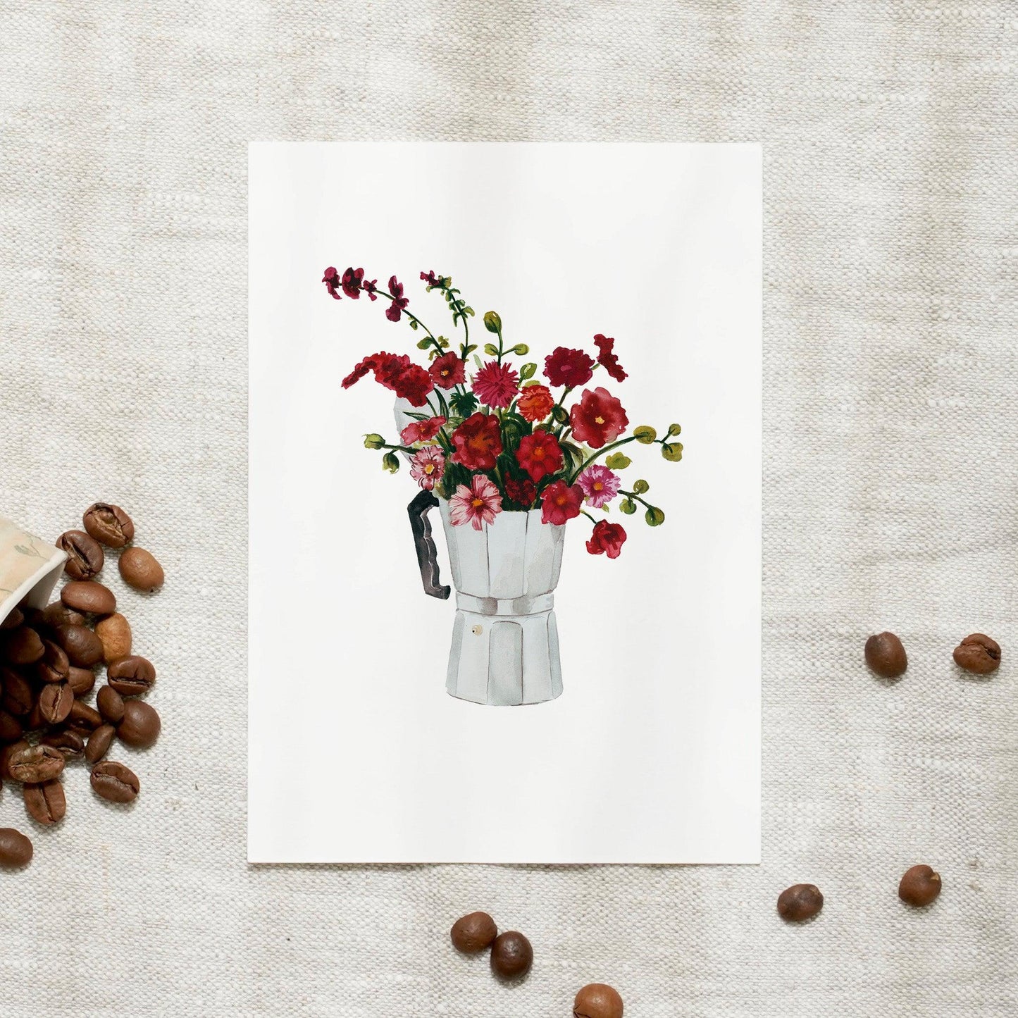 Postkarte - Red Espresso Flowers