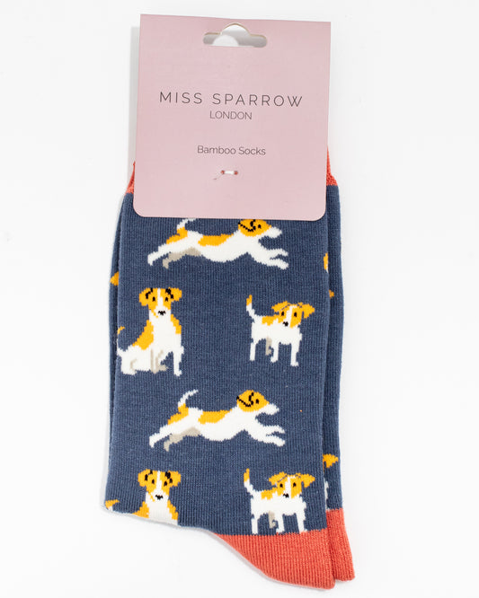 Miss Sparrow - Bambus Socken mit Motiv - Jack Russels