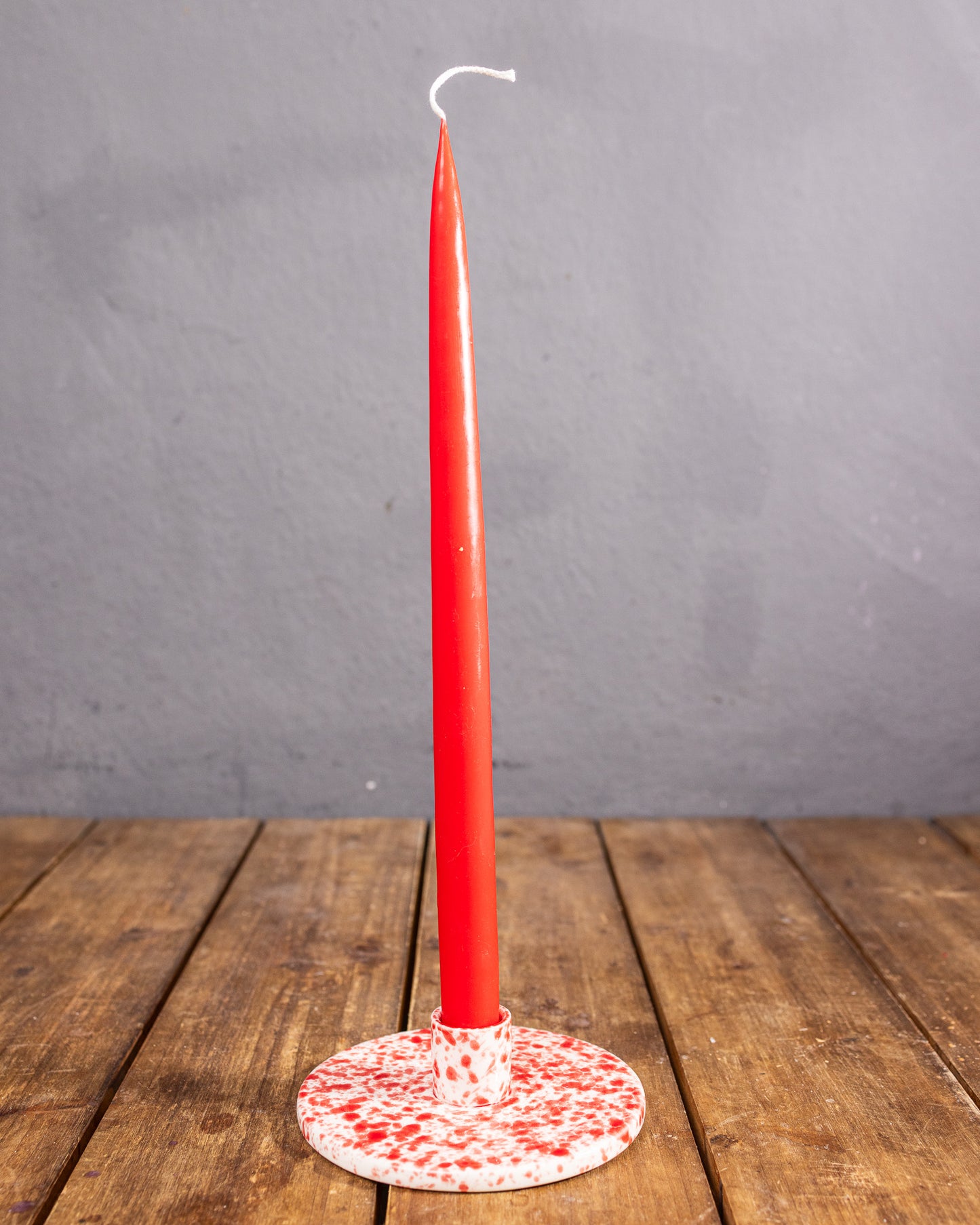 Runder Porzellan-Kerzenhalter (Rot/Weiß Marmoriert)
