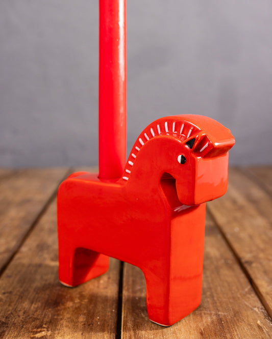 Keramik-Kerzenhalter Pferd (Rot) – Rico Design