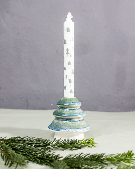 Porzellan-Kerzenhalter Tanne (Grün)
