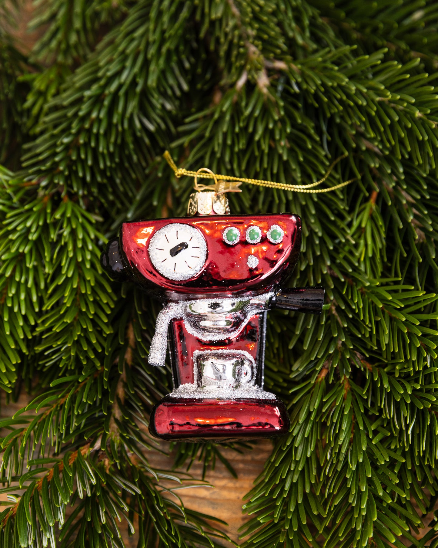 Glas-Ornament Kaffeemaschine (Rot)