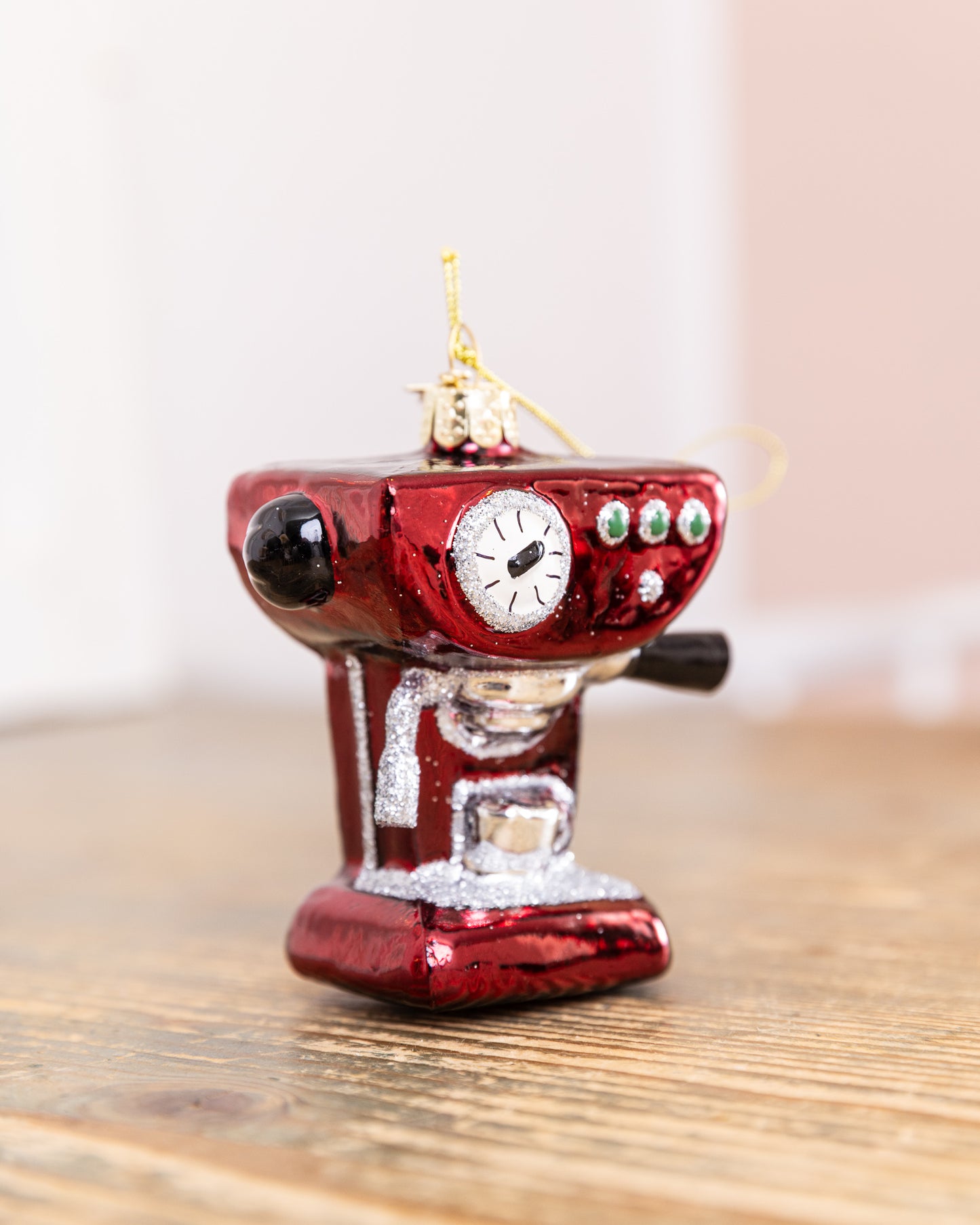 Glas-Ornament Kaffeemaschine (Rot)