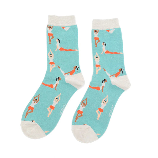 Miss Sparrow - Bambus Socken mit Motiv - Yoga Poses