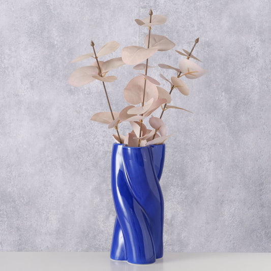 "Jupiter" - Elegante Dolomit-Vase in glänzendem Blau