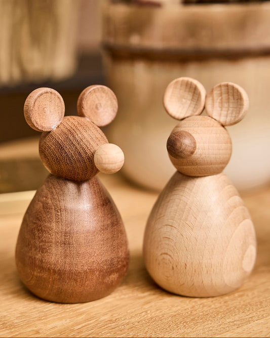Holzfigur Maus - Hell oder Dunkel