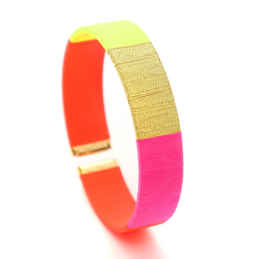 Tao Armreif in fluoreszierendem Gelb, Pink und Orange