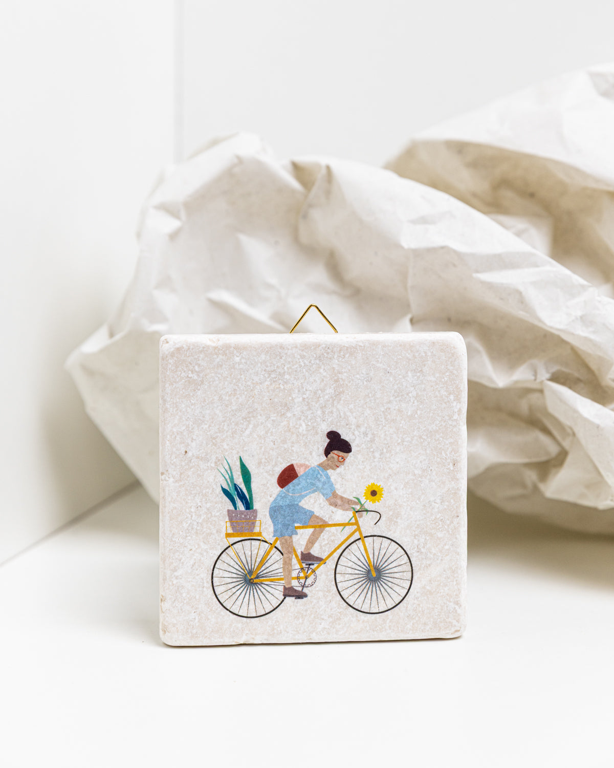 Deko Fliese - Fahrradfahrerin