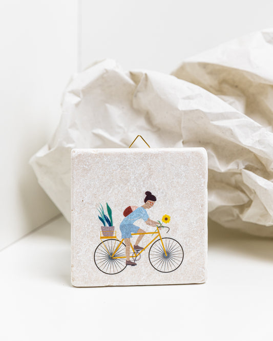 Deko Fliese - Fahrradfahrerin
