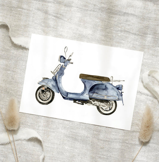 Postkarte - Blue Scooter