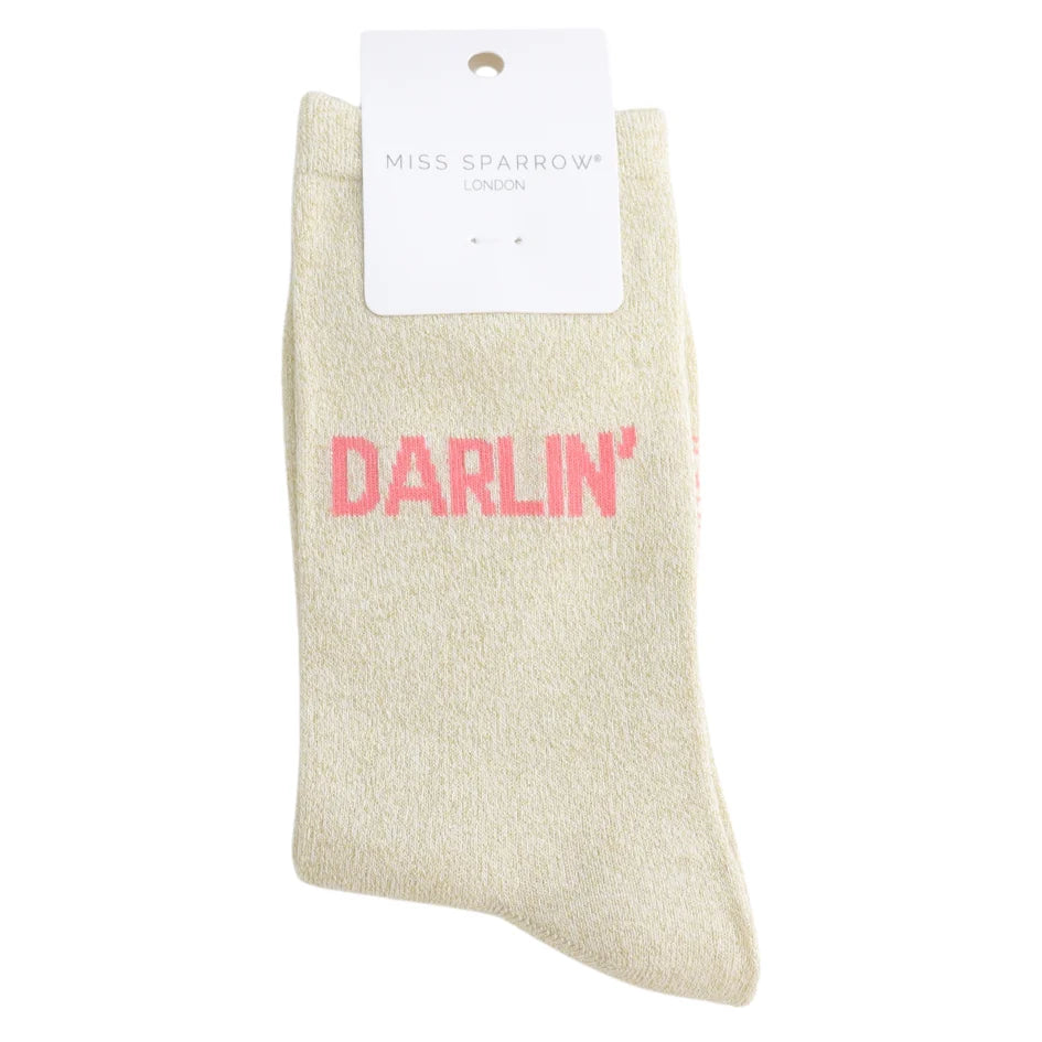Glitter Statement Socken „Darlin'"