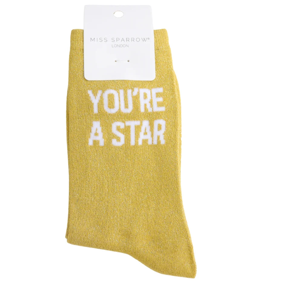 Glitter Statement Socken „YOU'RE A STAR"
