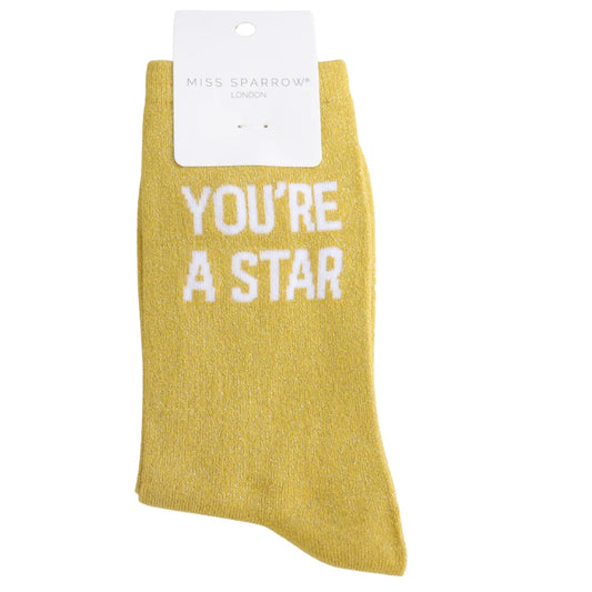 Glitter Statement Socken „YOU'RE A STAR"