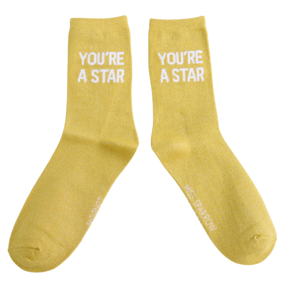 Glitter Statement Socken „YOU'RE A STAR"