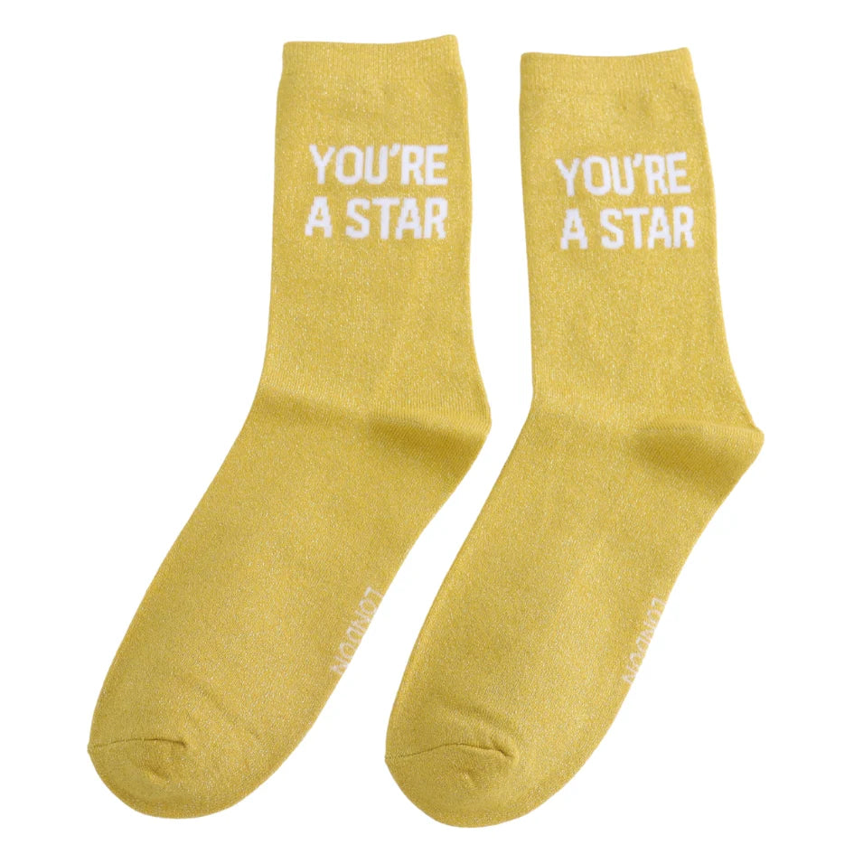 Glitter Statement Socken „YOU'RE A STAR"