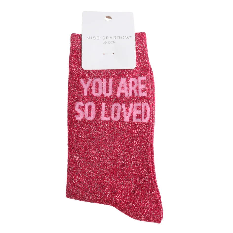 Glitter Statement Socken „You Are So Loved"