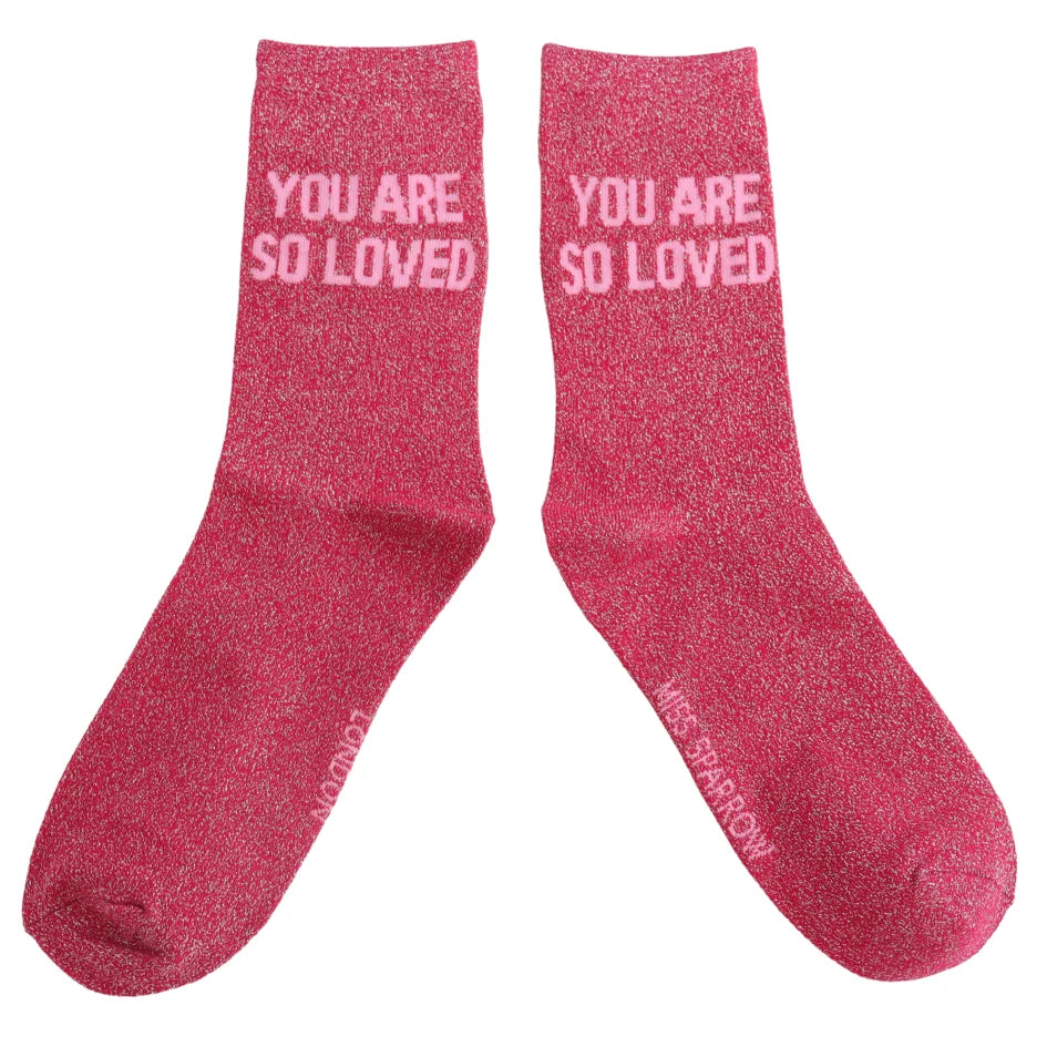 Glitter Statement Socken „You Are So Loved"