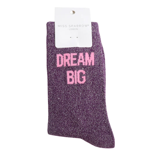 Glitter Statement Socken „Dream Big"
