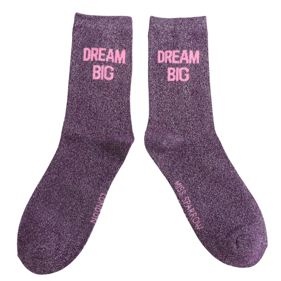 Glitter Statement Socken „Dream Big"