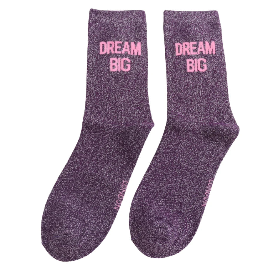 Glitter Statement Socken „Dream Big"