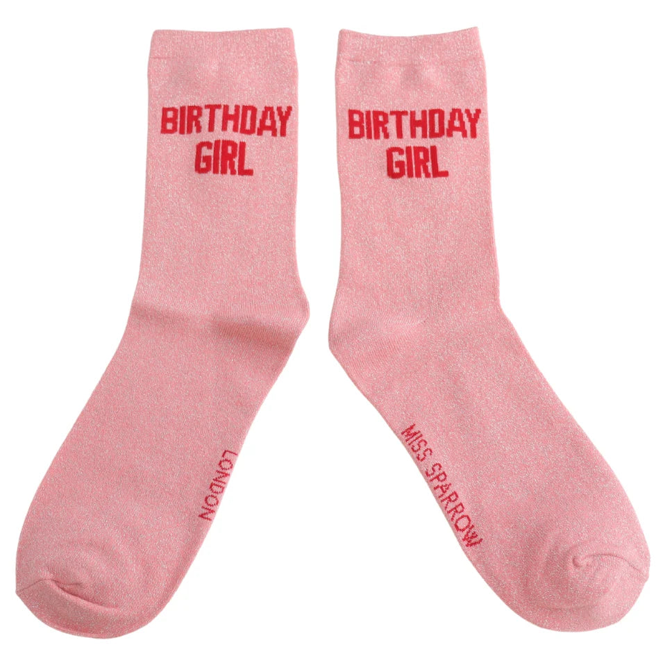 Glitter Statement Socken „Birthday Girl"