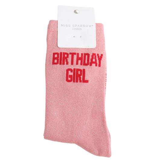 Glitter Statement Socken „Birthday Girl"