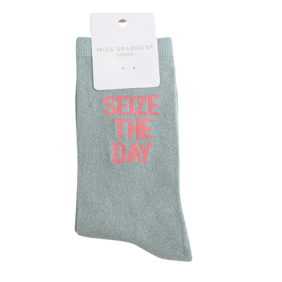 Glitter Statement Socken „Seize The Day“
