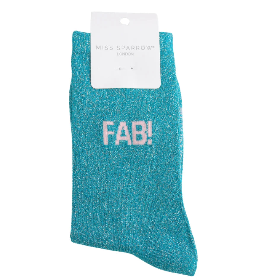 Glitter Statement Socken „FAB!"