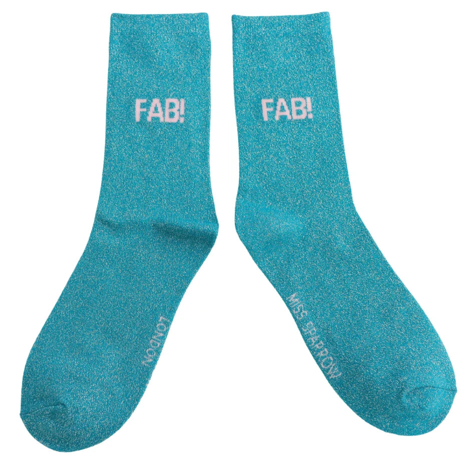 Glitter Statement Socken „FAB!"