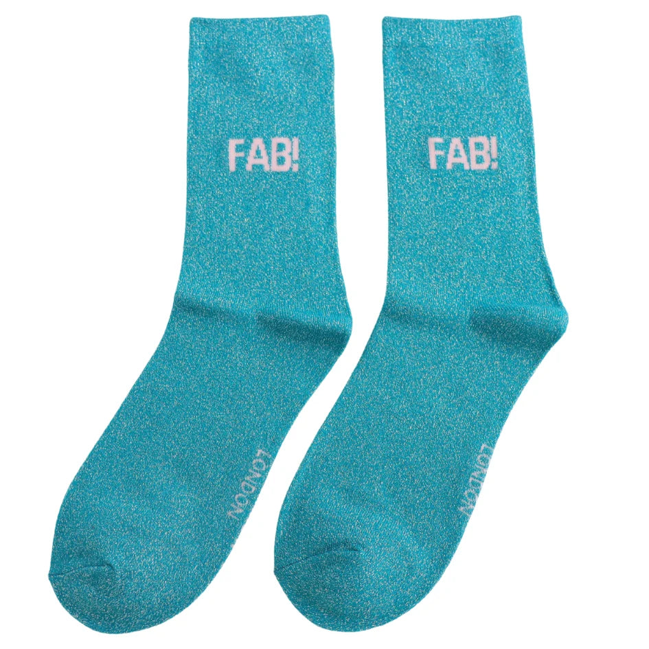 Glitter Statement Socken „FAB!"