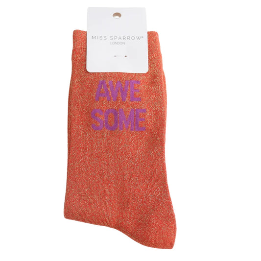 Glitter Statement Socken „Awesome"