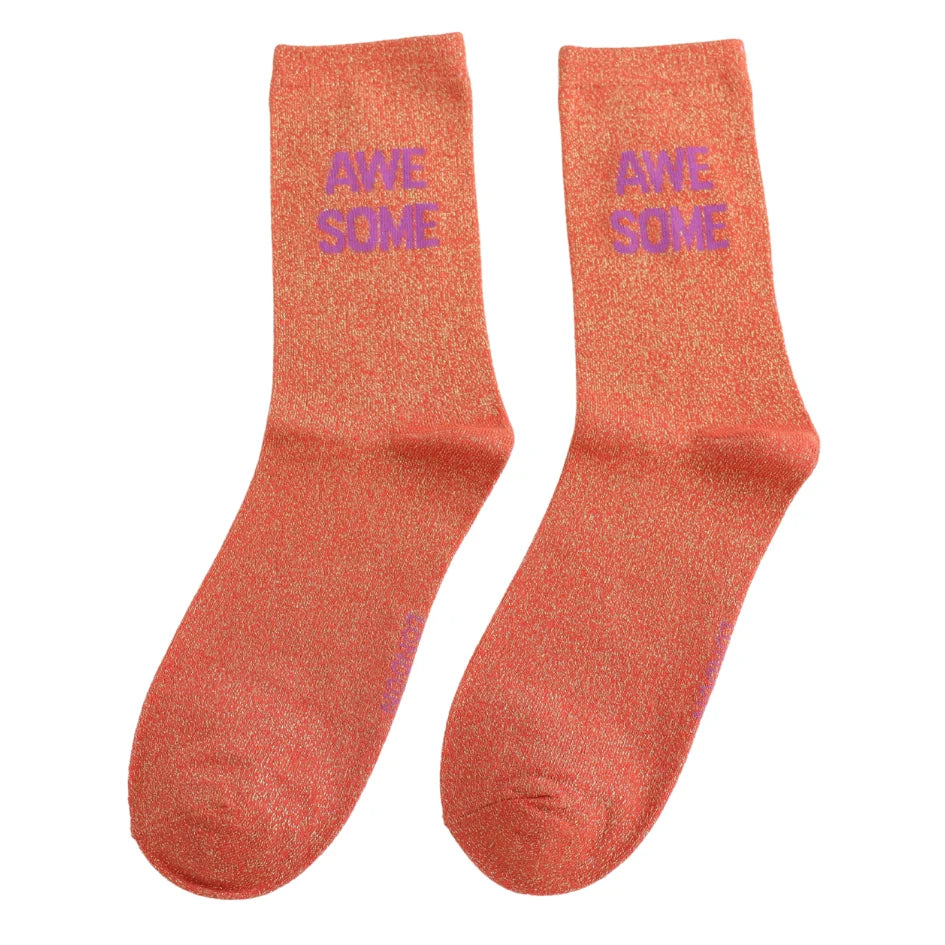 Glitter Statement Socken „Awesome"