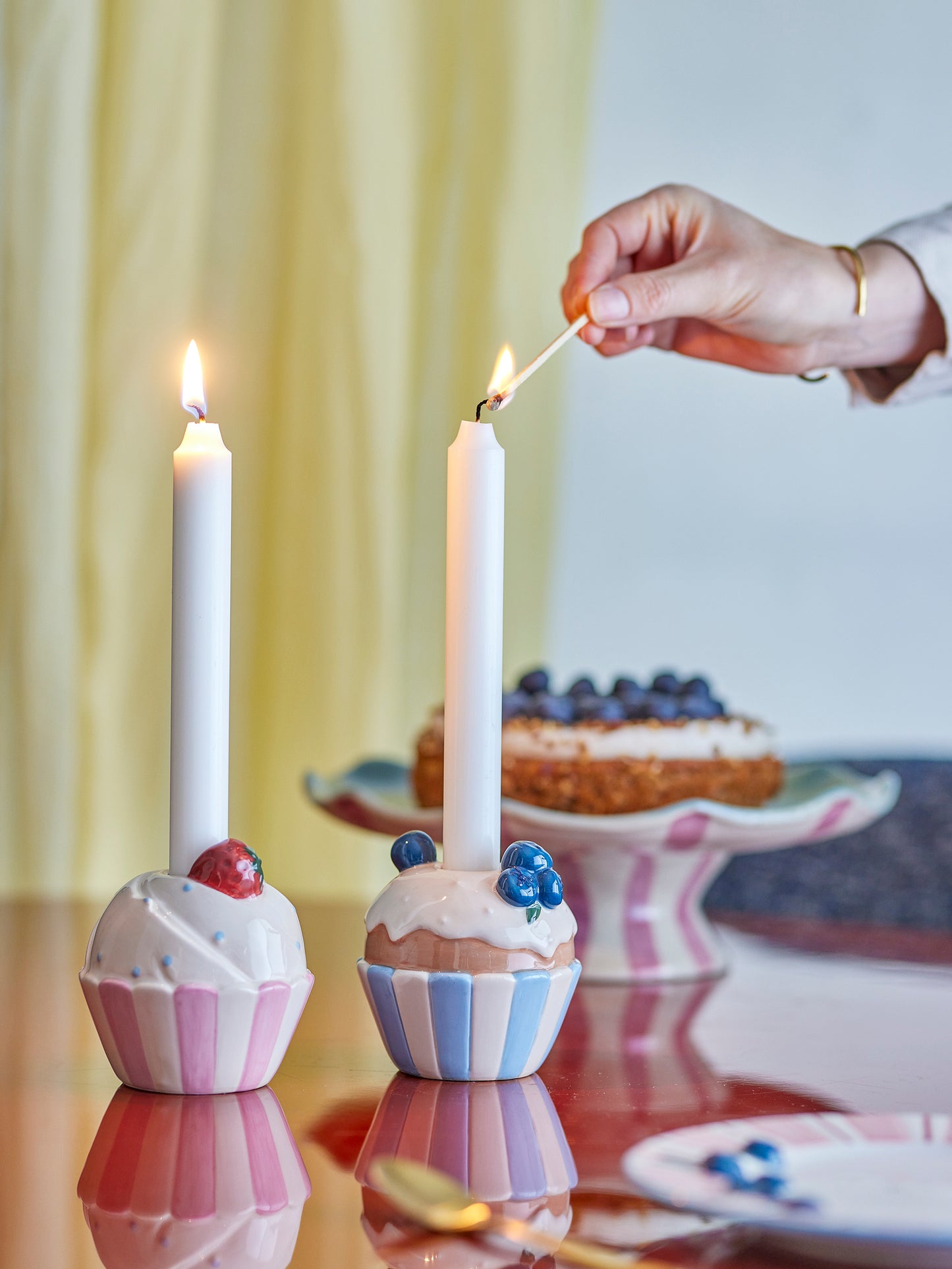 Blaubeer-Cupcake Kerzenhalter