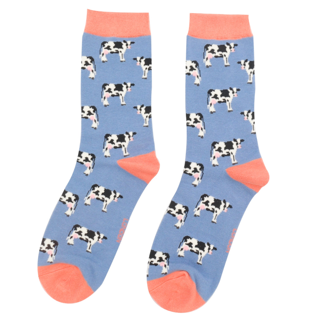 Miss Sparrow - Bambus Socken mit Motiv - Kühe/Cows