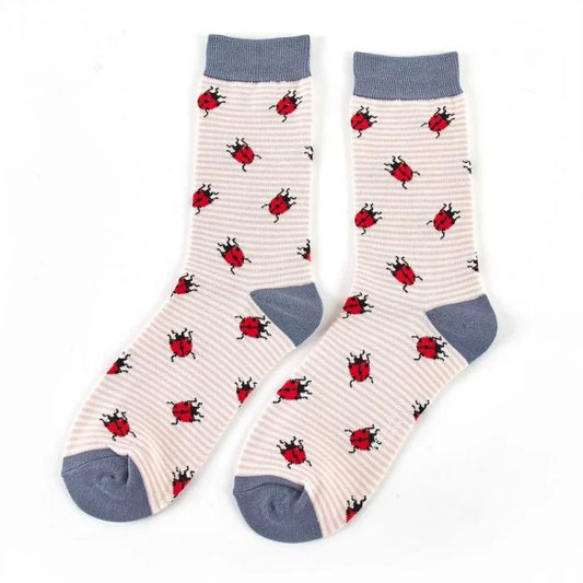 Miss Sparrow - Bambus Socken mit Motiv - Ladybirds - Dustypink