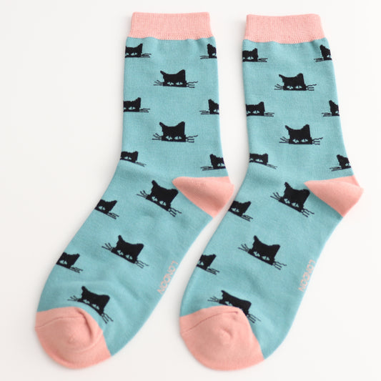 Miss Sparrow - Bambus Socken mit Motiv - Lauernde Katze