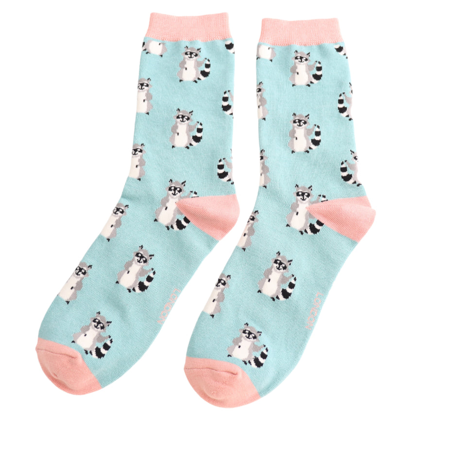 Miss Sparrow - Bambus Socken mit Motiv - Waschbär